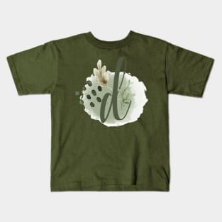 D Floral Letter Capital letter D | Monogramer D | Monogram Kids T-Shirt